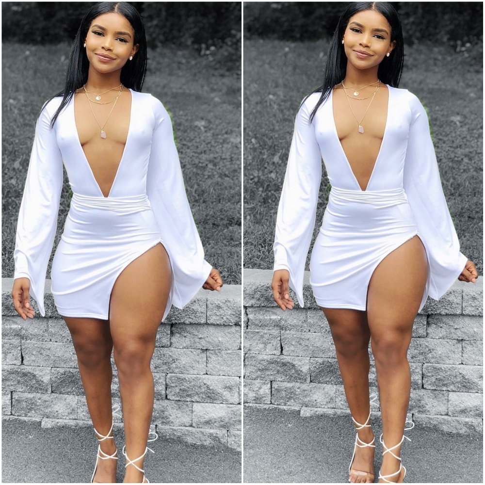 PIB Deep VNeck Long Sleeve Dress